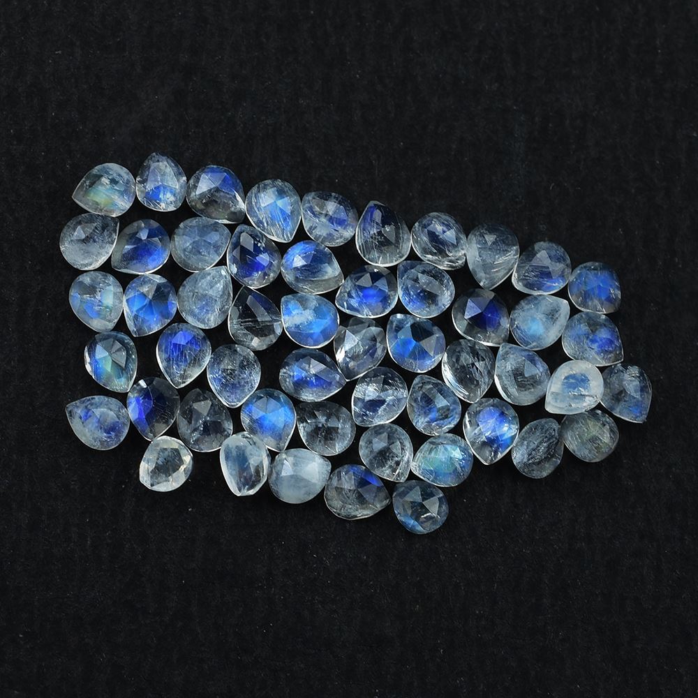 RAINBOW MOONSTONE ROSE CUT PEAR (WHITE)(SEMI CLOUDY) 3.00X2.40 MM 0.09 Cts.