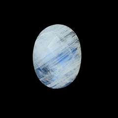 RAINBOW MOONSTONE CHECKER CUT OVAL CAB (CLOUDY)(NICE BLUE SHINE) 8.00X6.00 MM 1.20 Cts.