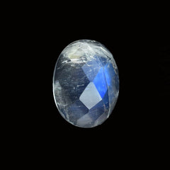 RAINBOW MOONSTONE CHECKER CUT OVAL CAB (SEMI CLOUDY)(NICE BLUE SHINE) 8.00X6.00 MM 1.22 Cts.