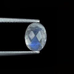 RAINBOW MOONSTONE CHECKER CUT OVAL CAB (SEMI CLOUDY)(NICE BLUE SHINE) 8.00X6.00 MM 1.22 Cts.