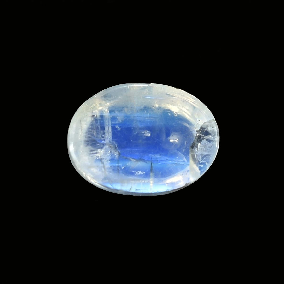 RAINBOW MOONSTONE PLAIN OVAL CAB (SEMI CLOUDY) 8.00X6.00 MM 1.37 Cts.