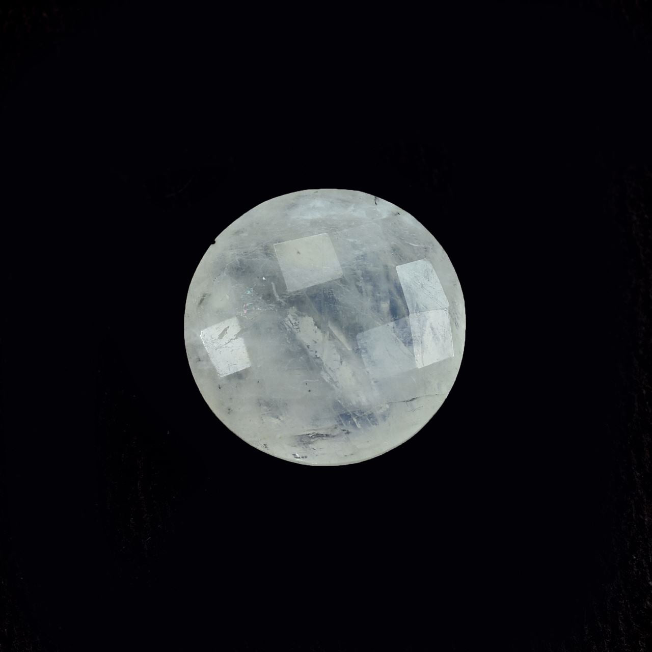 RAINBOW MOONSTONE CHECKER BRIOLETTE ROUND (CLOUDY)(SOME BLACK SPOT) 12.00X12.00 MM 4.36 Cts.