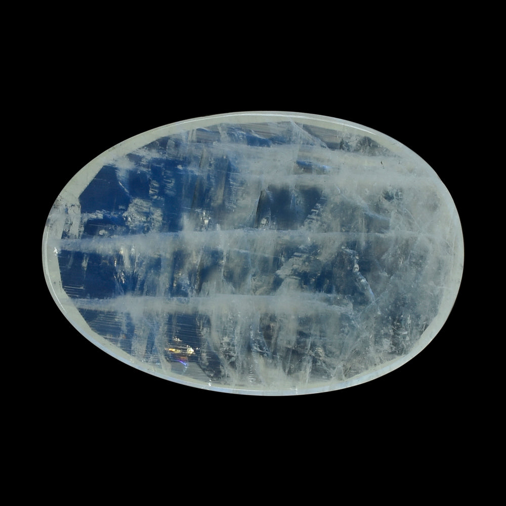 RAINBOW MOONSTONE ROSE CUT OVAL CAB (SEMI CLOUDY) 30.00X20.00 MM 23.09 Cts.