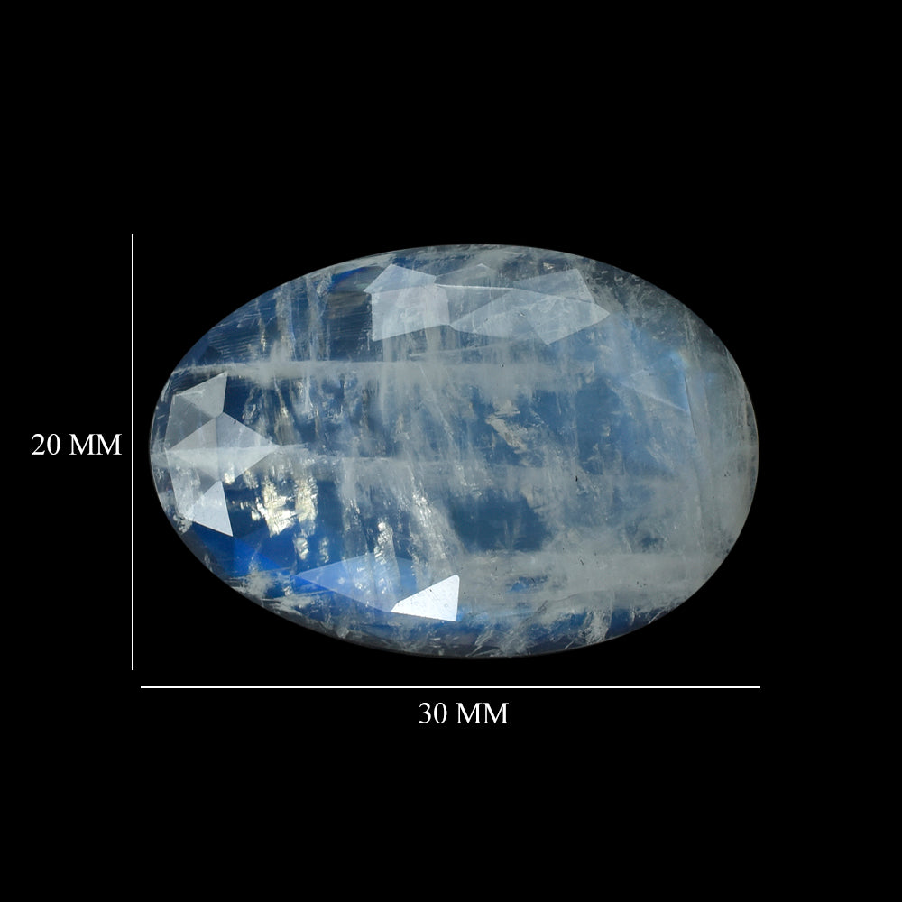 RAINBOW MOONSTONE ROSE CUT OVAL CAB (SEMI CLOUDY) 30.00X20.00 MM 23.09 Cts.
