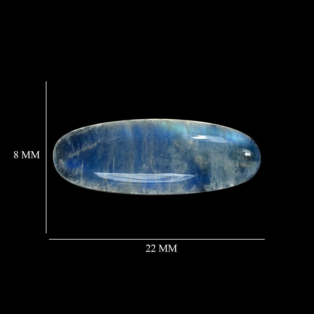 RAINBOW MOONSTONE OVAL CAB (SEMI CLOUDY) 22.00X8.00 MM 7.39 Cts.