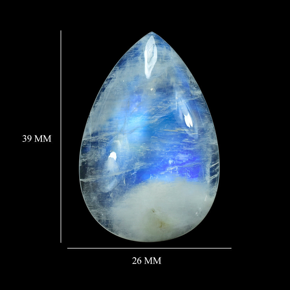 RAINBOW MOONSTONE PEAR CAB (CLOUDY) 39.00X26.00 MM 60.60 Cts.