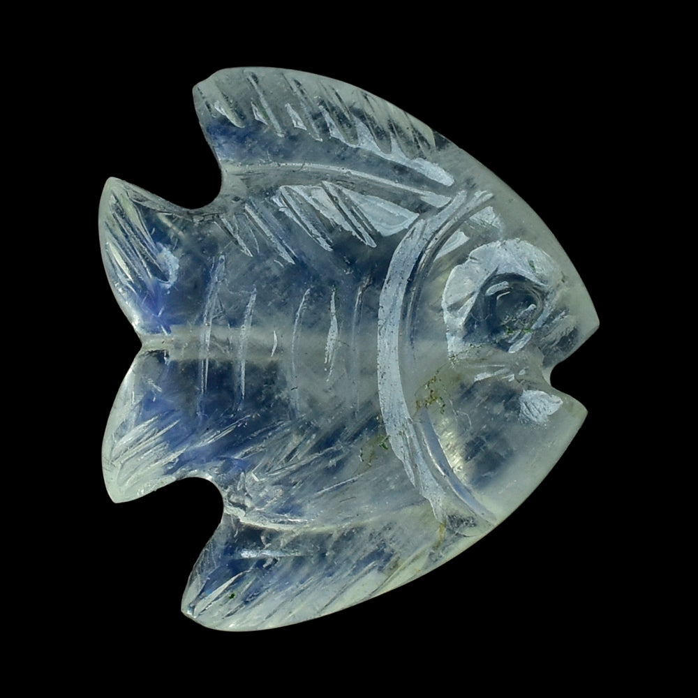 RAINBOW MOONSTONE CARVING FISH (FULL DRILL)(CLOUDY) 13.50X15.50 MM 6.68 Cts.
