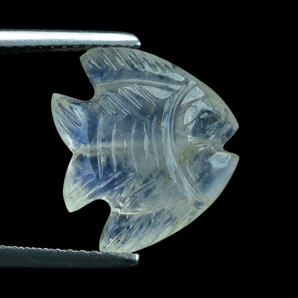 RAINBOW MOONSTONE CARVING FISH (FULL DRILL)(CLOUDY) 13.50X15.50 MM 6.68 Cts.