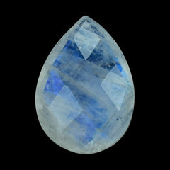 RAINBOW MOONSTONE CHECKER CUT BRIOLETTE PEAR (SEMI CLOUDY) 14.50X10.30 MM 4.34 Cts.