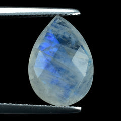 RAINBOW MOONSTONE CHECKER CUT BRIOLETTE PEAR (SEMI CLOUDY) 14.50X10.30 MM 4.34 Cts.