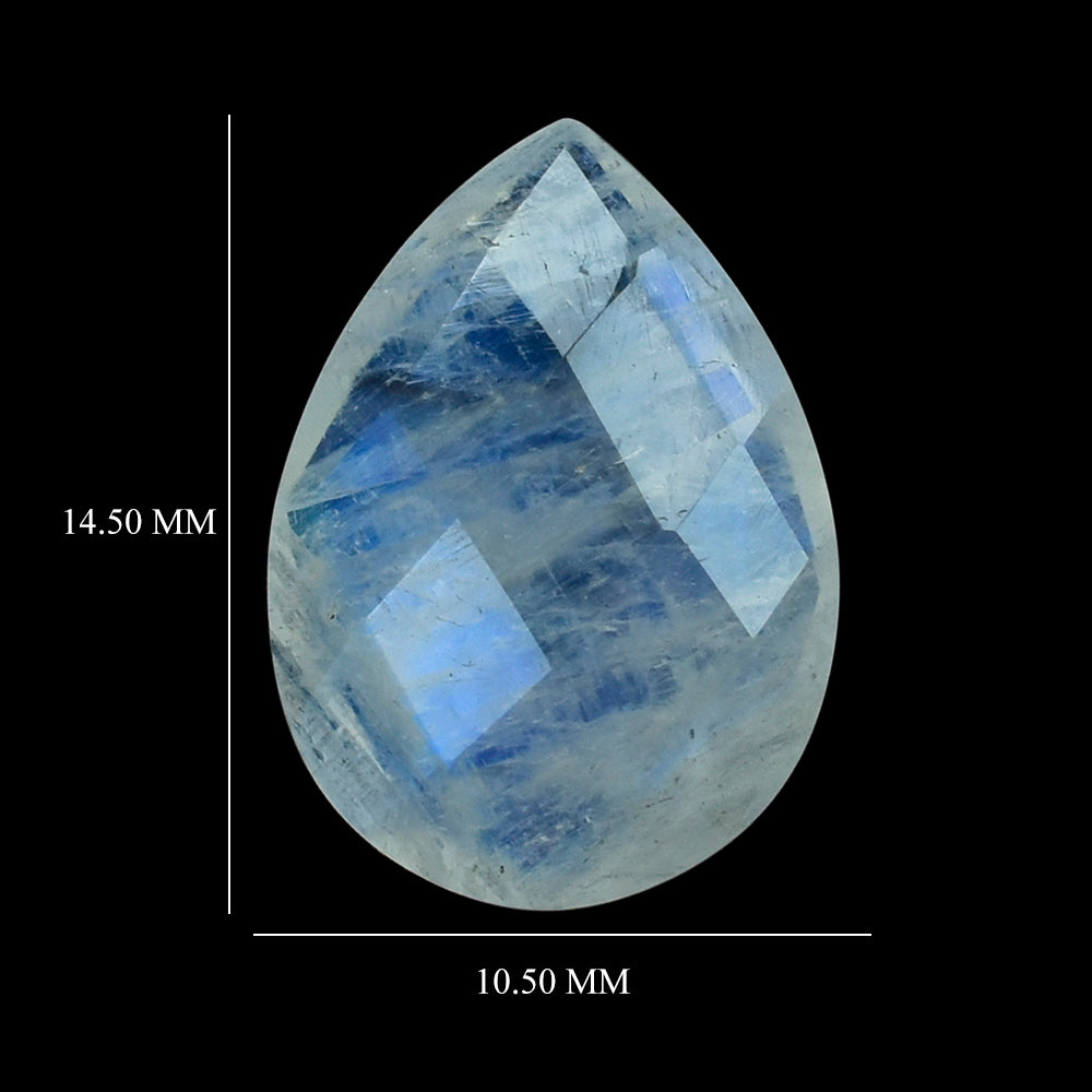 RAINBOW MOONSTONE CHECKER CUT BRIOLETTE PEAR (SEMI CLOUDY) 14.50X10.30 MM 4.34 Cts.
