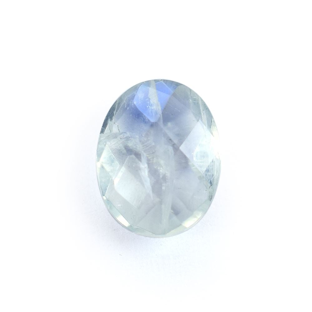 RAINBOW MOONSTONE CHECKER CUT BRIOLETTE OVAL (SEMI CLOUDY) 10.00X8.00 MM 2.24 Cts.