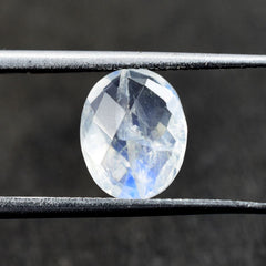 RAINBOW MOONSTONE CHECKER CUT BRIOLETTE OVAL (SEMI CLOUDY) 10.00X8.00 MM 2.24 Cts.