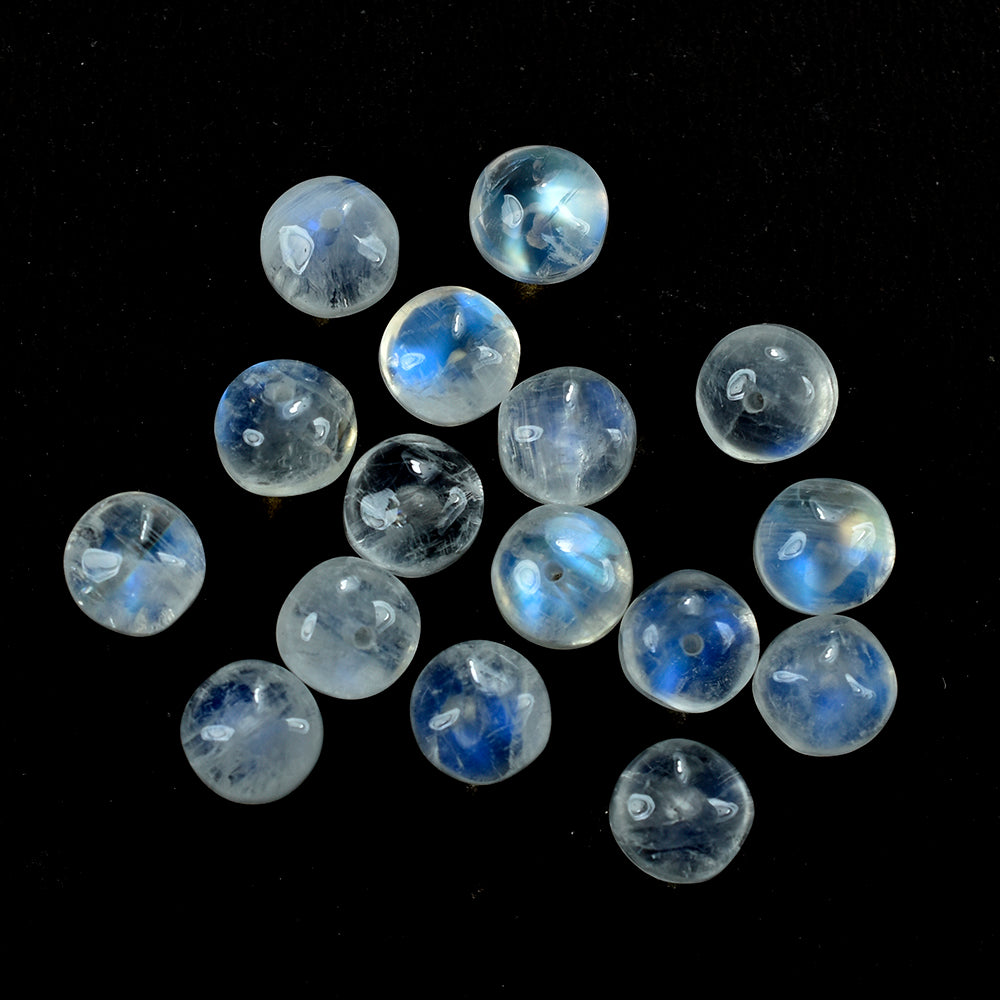 RAINBOW MOONSTONE BALL BEADS (SEMI-CLOUDY) (HALF DRILL) 7.00X6.50 MM 2.32 Cts.