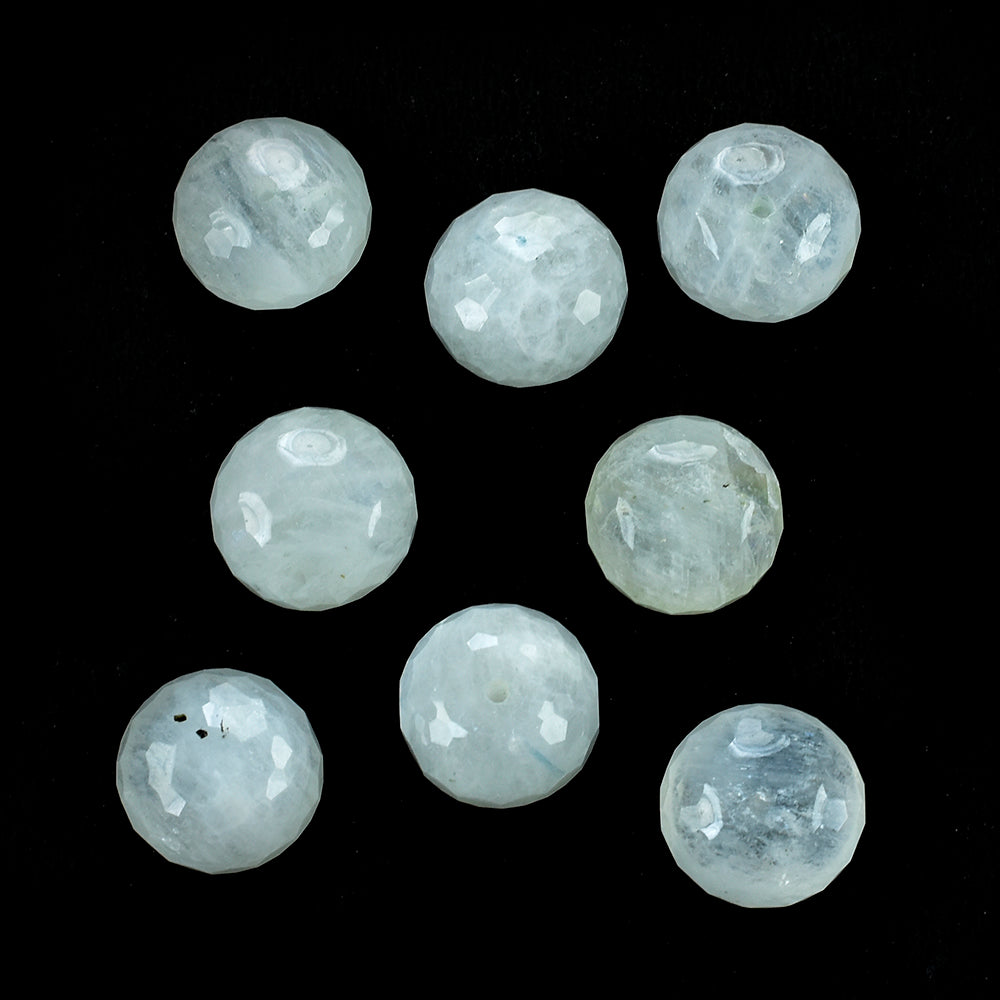 RAINBOW MOONSTONE FACETED ROUNDED (HALF DRILL) (CLOUDY) 12.00 MM 9.02 Cts.