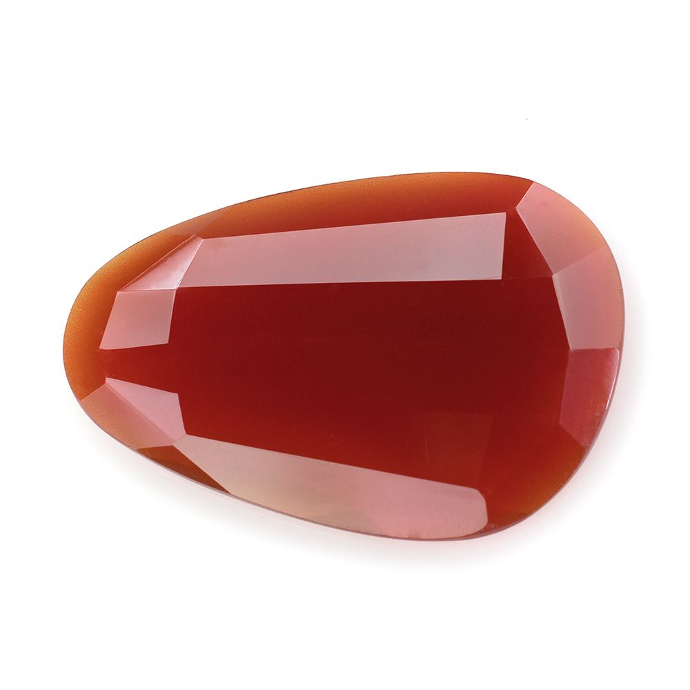RED ONYX STEP CUT IRREGULAR PEARISH 32X21.50MM 21.79 Cts.