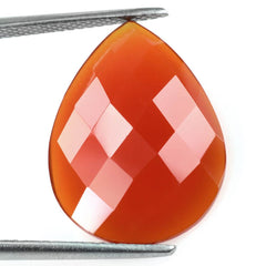 RED ONYX CHECKER PEAR CAB 20X15MM 7.45 Cts.