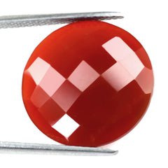 RED ONYX CHECKER ROUND CAB 18MM 8.88 Cts.