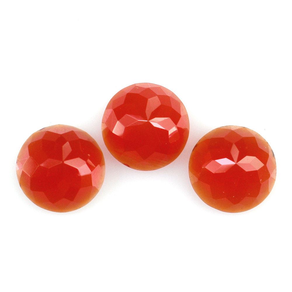 RED ONYX FLOWER CUT ROUND CAB 6MM 0.68 Cts.