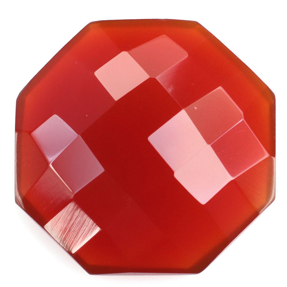 RED ONYX CHECKER OCTAGON CAB 15MM 6.36 Cts.