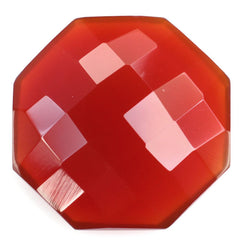 RED ONYX CHECKER OCTAGON CAB 15MM 6.36 Cts.