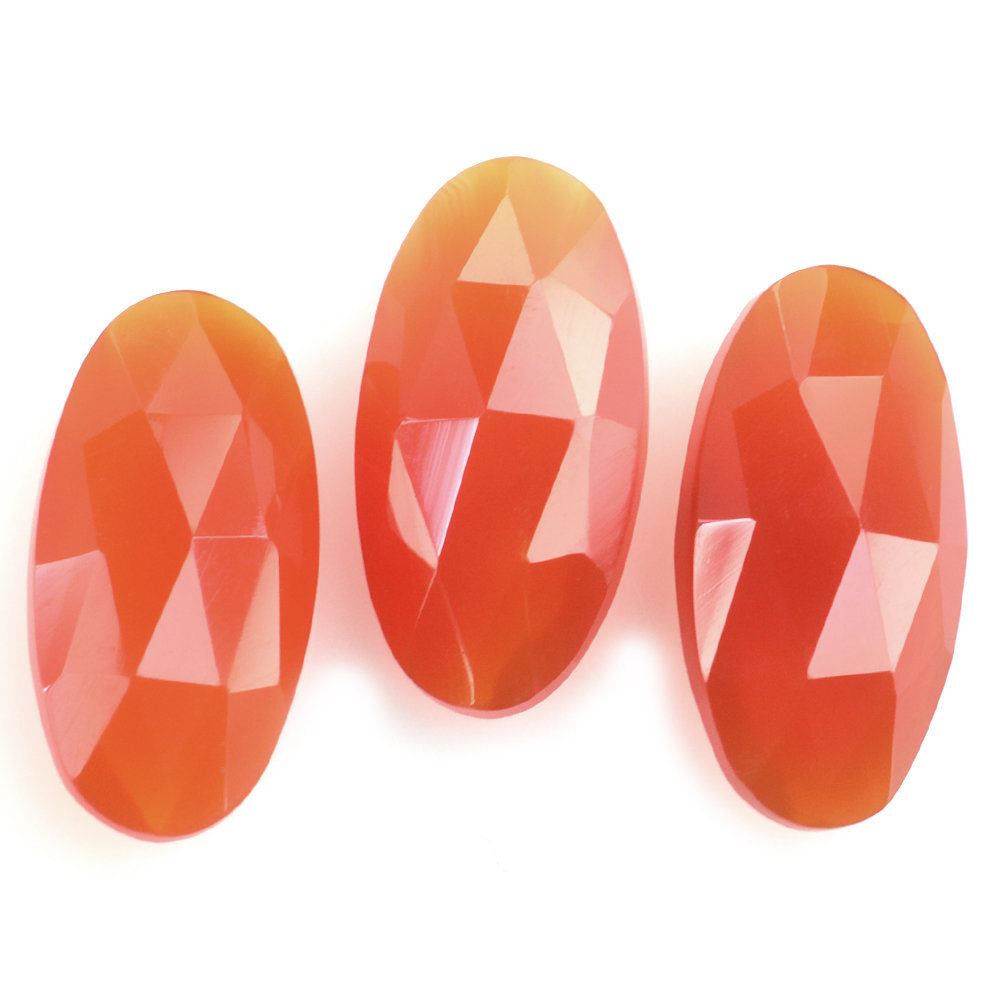 RED ONYX ROSE CUT BRIOLETTE OVAL 14X7MM 2.63 Cts.