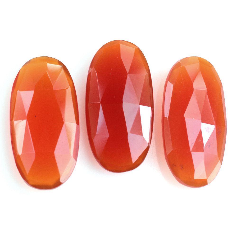 RED ONYX ROSE CUT BRIOLETTE OVAL 20X10MM 6.03 Cts.