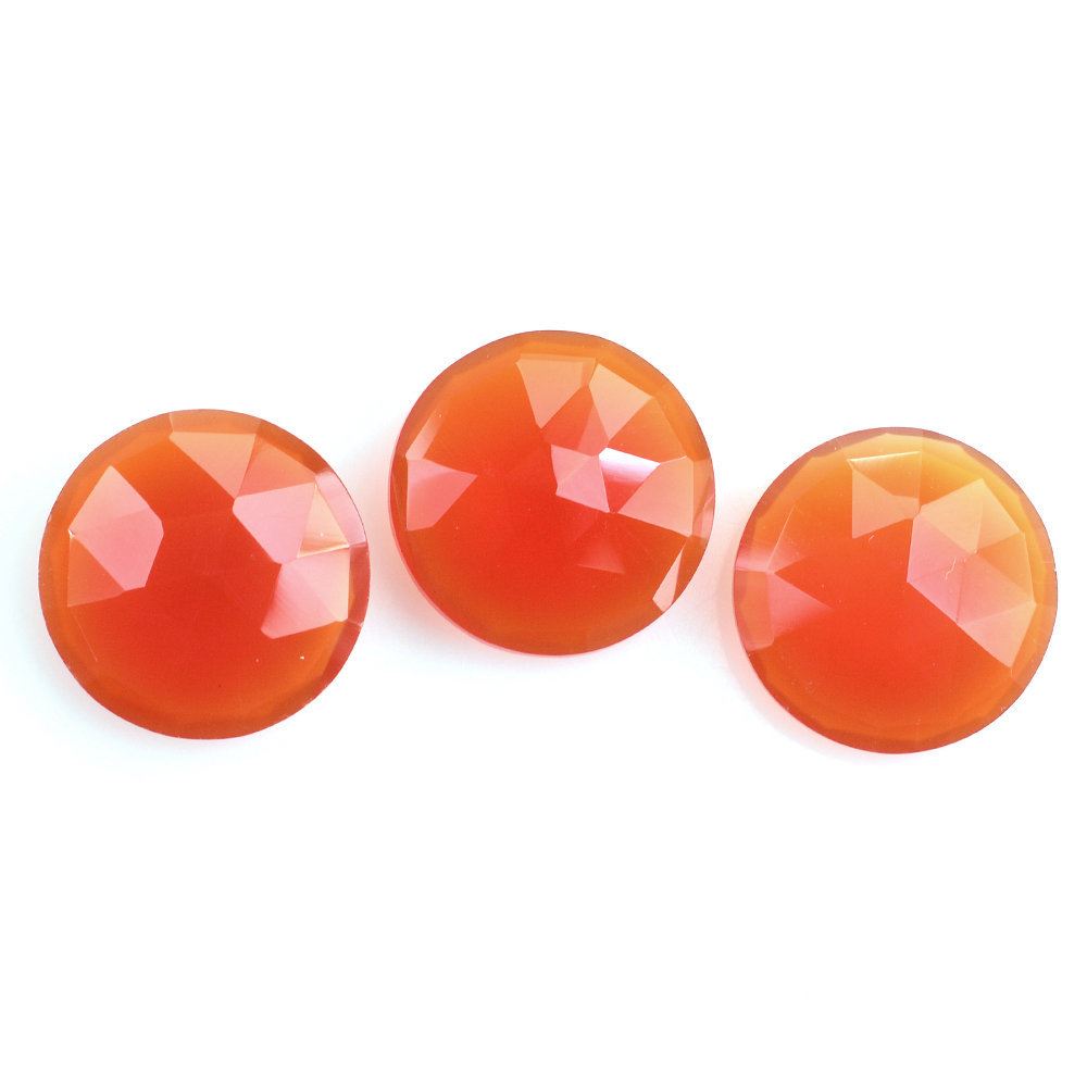 RED ONYX ROSE CUT BRIOLETTE ROUND 12MM 3.56 Cts.