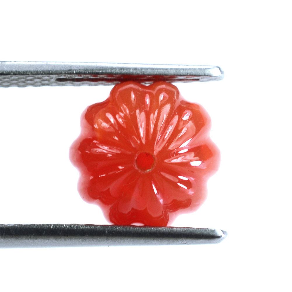 RED ONYX MELON CARVED BALLS (HALF DRILL) (DES#70) 10MM 7.00 Cts.