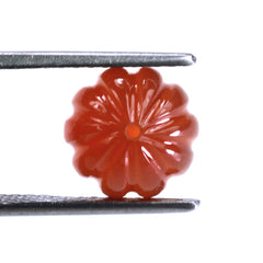 RED ONYX ROUND BALL WITH MELON CARVED (DES#70) (HALF DRILL) 10MM 6.30 Cts.