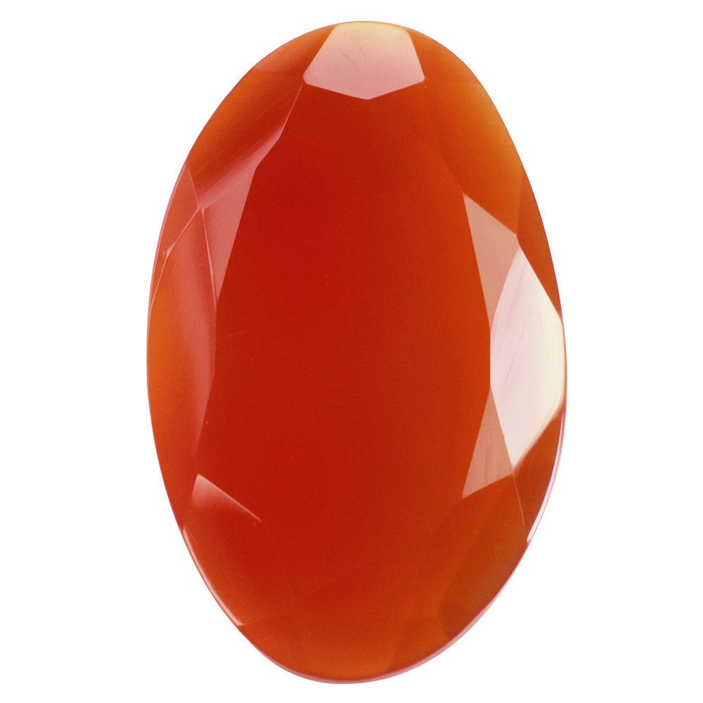 RED ONYX STEP CUT IRREGULAR OVAL 22X14MM 8.88 Cts.