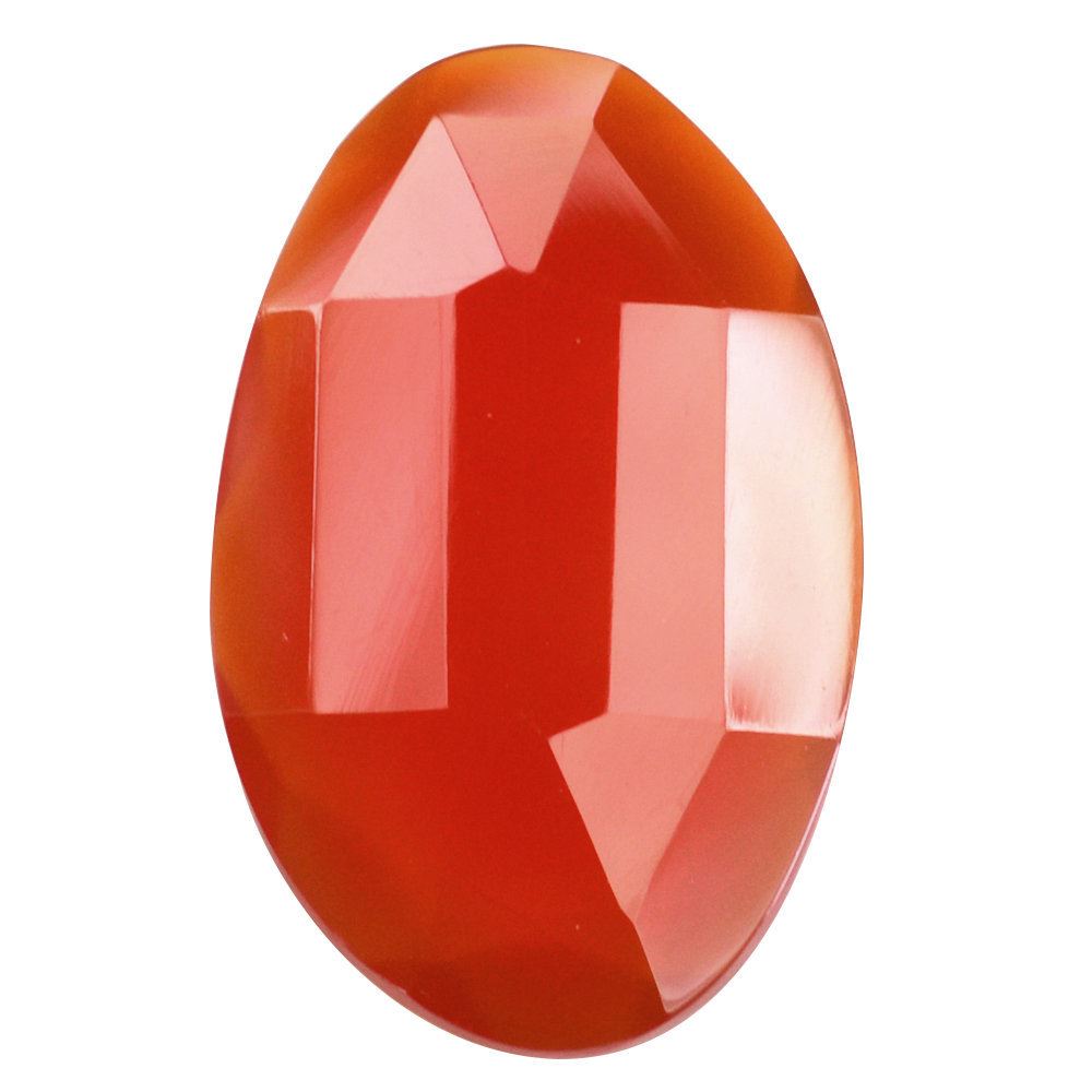 RED ONYX STEP CUT IRREGULAR OVAL 22X14MM 8.88 Cts.