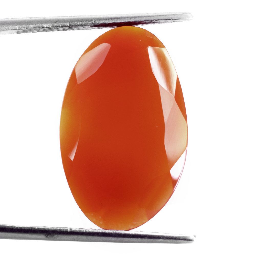 RED ONYX STEP CUT IRREGULAR OVAL 22X14MM 8.88 Cts.