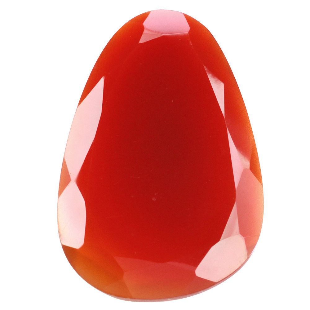 RED ONYX STEP CUT IRREGULAR PEAR 32X22MM 22.44 Cts.