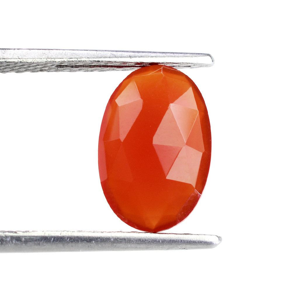 RED ONYX ROSE CUT BRIOLETTE OVAL 12X8MM 2.65 Cts.