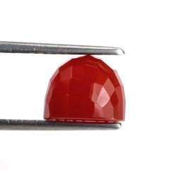 RED ONYX CHECKER CUT BULLET CAB (DARK) 10MM 5.85 Cts.