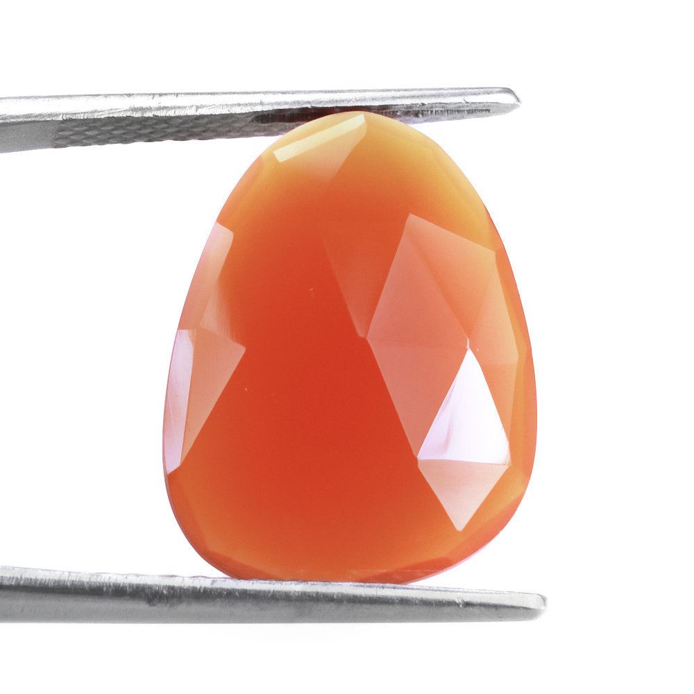 RED ONYX ROSE CUT BRIOLETTE IRREGULAR PEARISH 20X15MM 8.12 Cts.