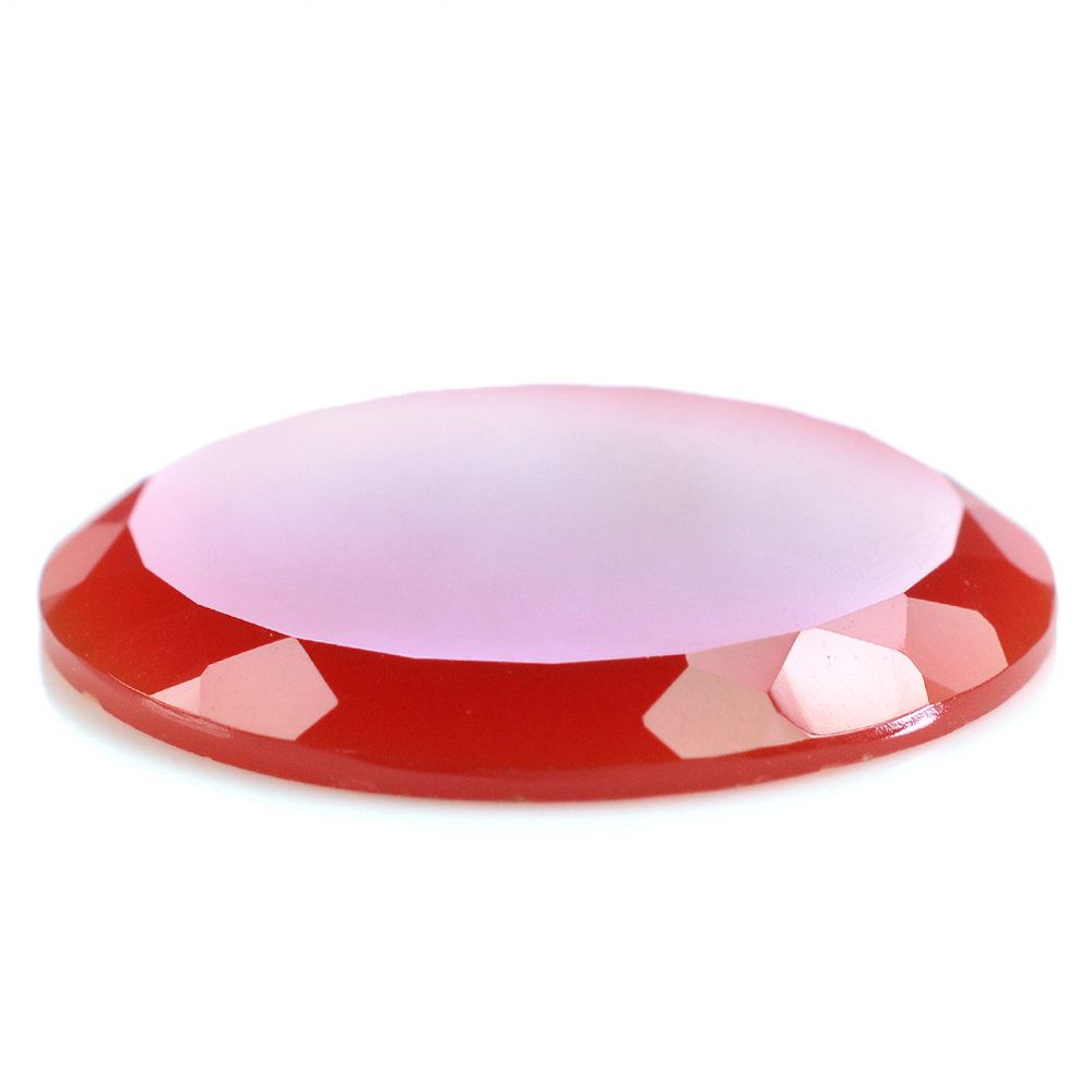 RED ONYX TABLE CUT FLAT BOTTOM ROUND 25MM 14.55 Cts.