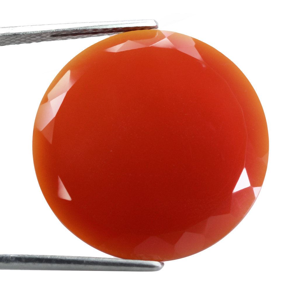 RED ONYX TABLE CUT FLAT BOTTOM ROUND 25MM 14.55 Cts.