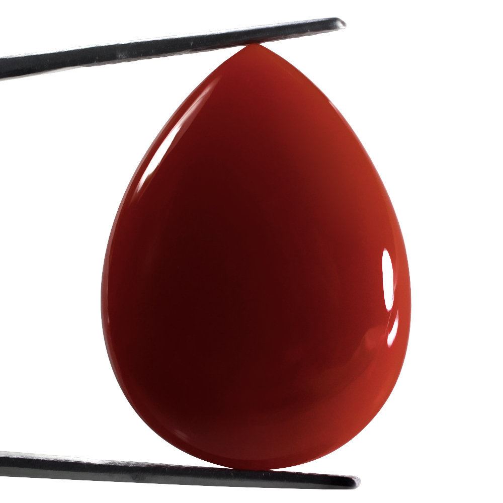 RED ONYX PEAR CAB 30X22MM 27.21 Cts.