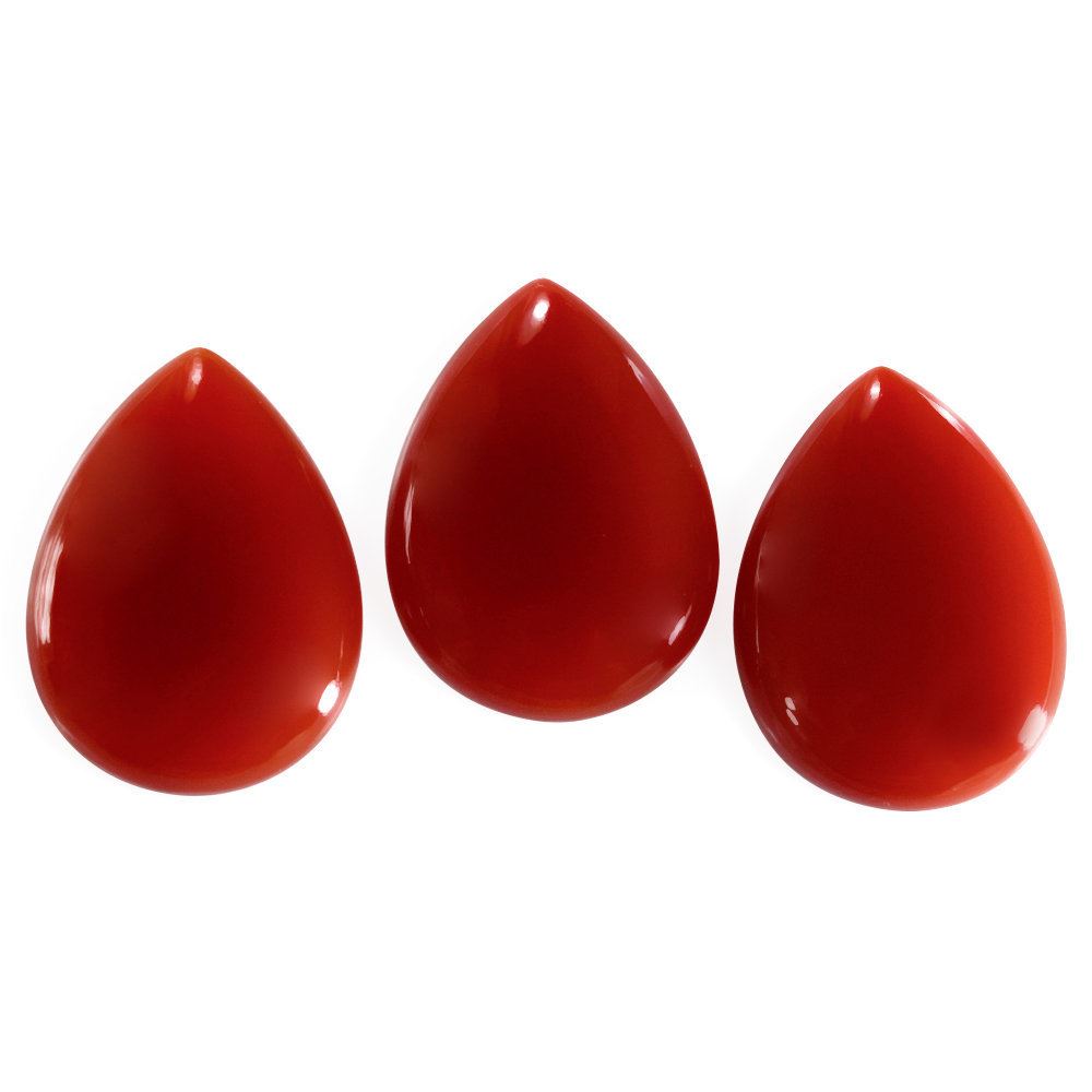 RED ONYX PEAR CAB 30X22MM 27.21 Cts.