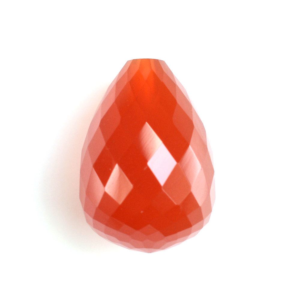 RED ONYX FACETED DROPS (HALF DRILL 1.00MM) (MEDIUM/CLEAN) 14X10MM 9.63 Cts.