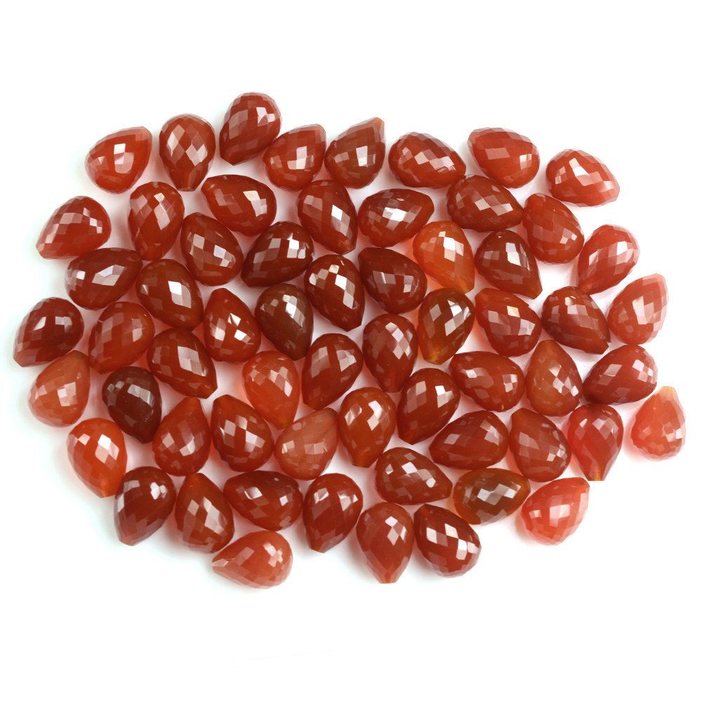 RED ONYX FACETED DROPS (HALF DRILL 1.00MM) (MEDIUM/CLEAN) 14X10MM 9.63 Cts.