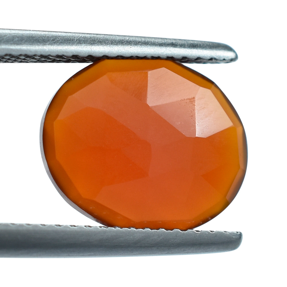 RED ONYX ROSE CUT BRIOLETTE OVAL 12X10MM 3.40 Cts.