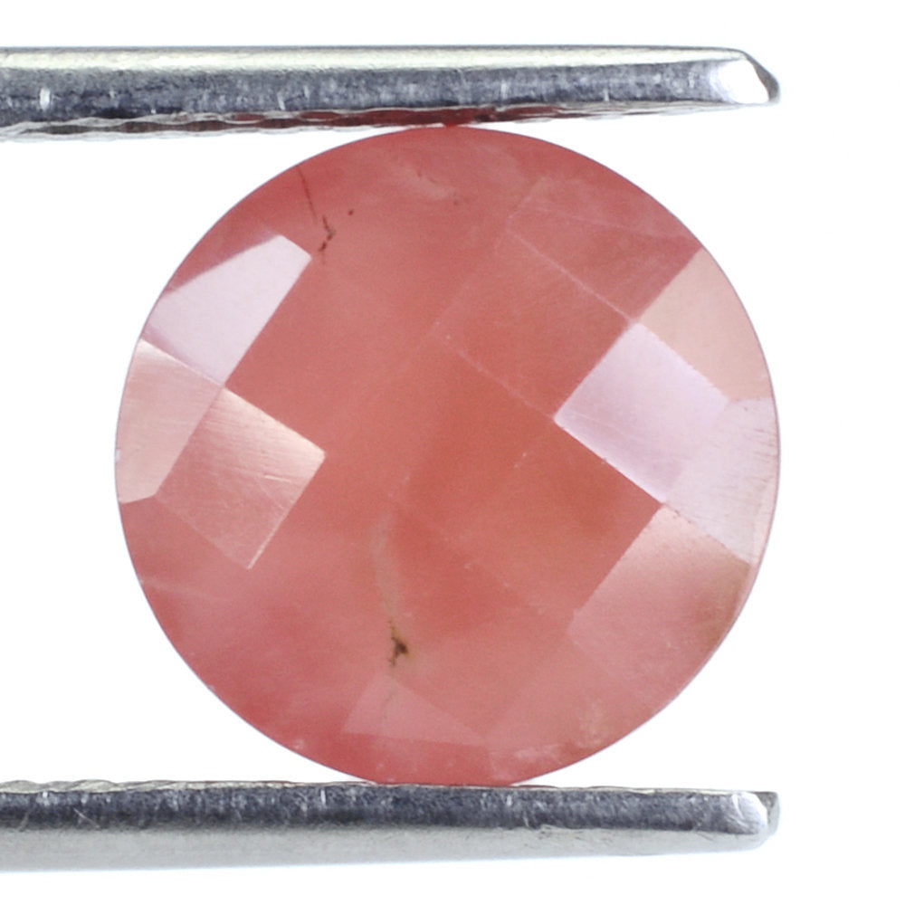 RHODOCHROSITE CHECKER CUT ROUND 10MM 4.41 Cts.