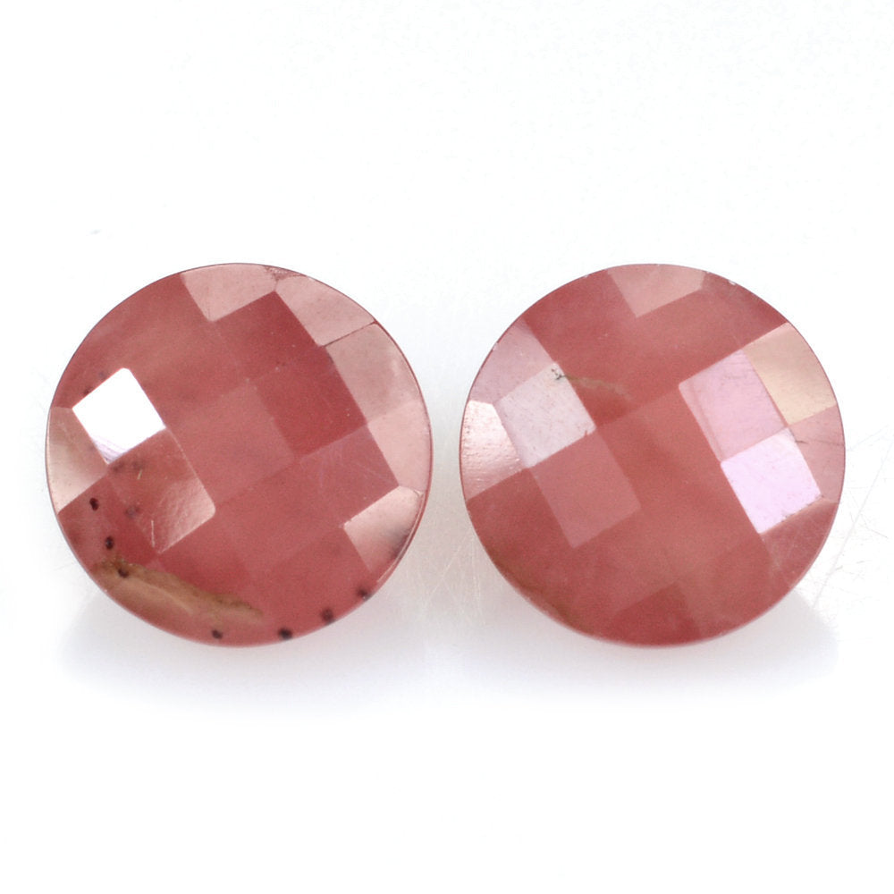 RHODOCHROSITE CHECKER CUT ROUND 10MM 4.41 Cts.