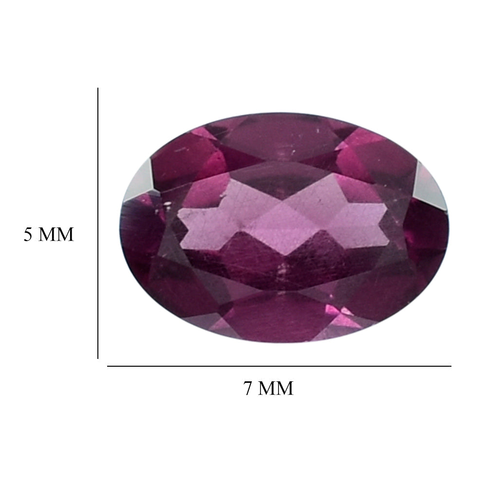 RHODOLITE CUT OVAL 7X5MM (PURPLE RED/SI) 0.90 Cts.