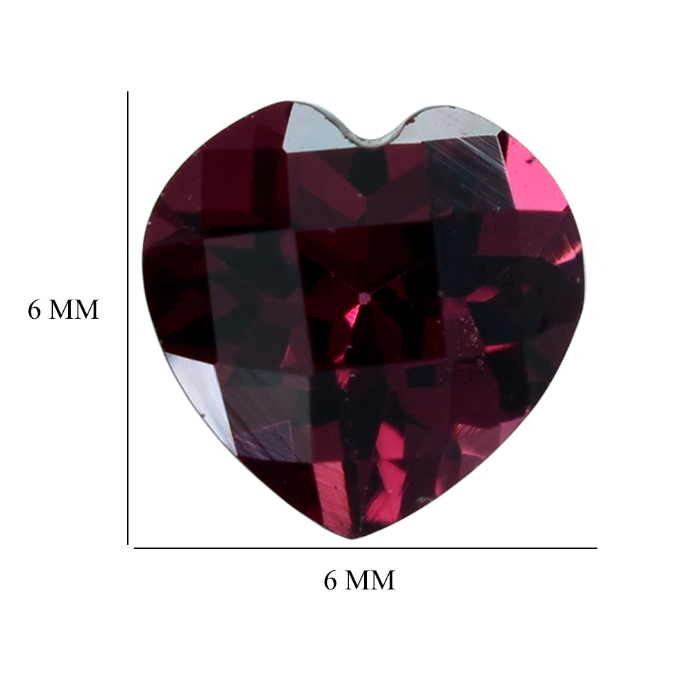 RHODOLITE CHECKER CUT HEART 6MM 0.89 Cts.