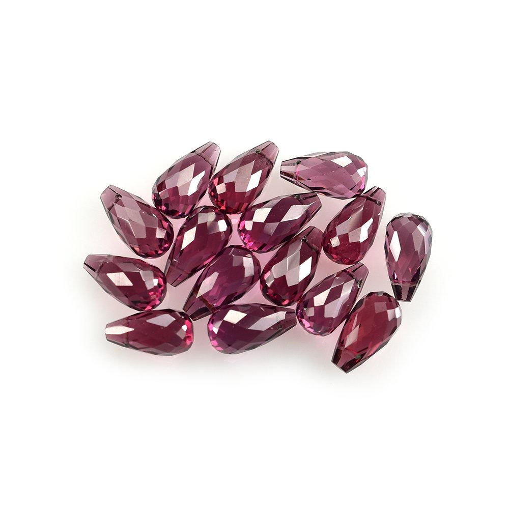 RHODOLITE CHECKER FACETED DROPS (FULL DRILL 0.40MM) 8X4.50MM 1.50 Cts.