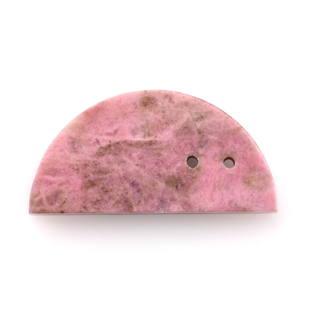 RHODONITE PLAIN D SHAPE 25X12.50 MM (FULL DRILL-1.00MM) 11.50 CTS